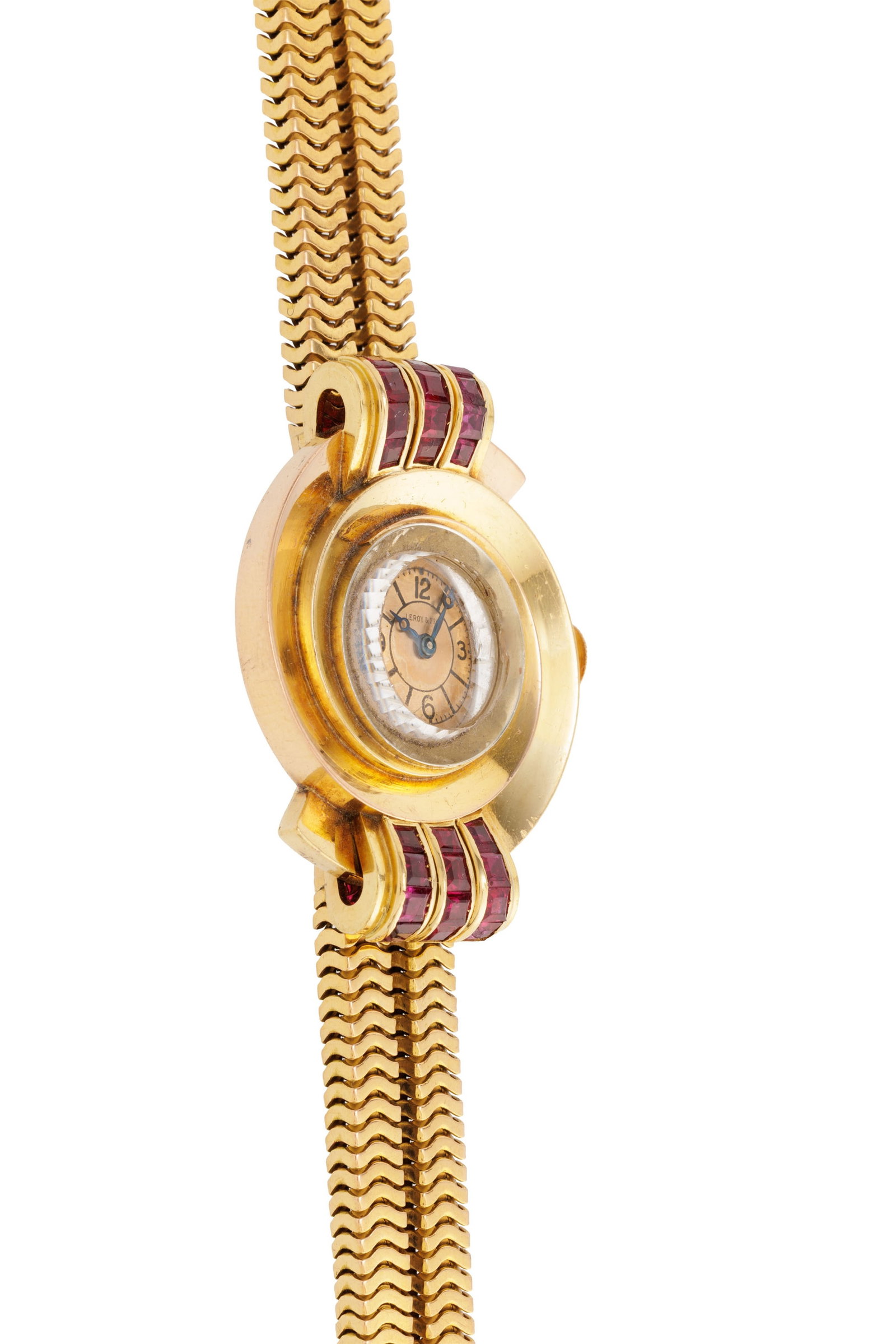 Leroy & Fils, montre-bracelet en or 750 sertie de rubis, années 1940-50 Mouvement: mécan - 2