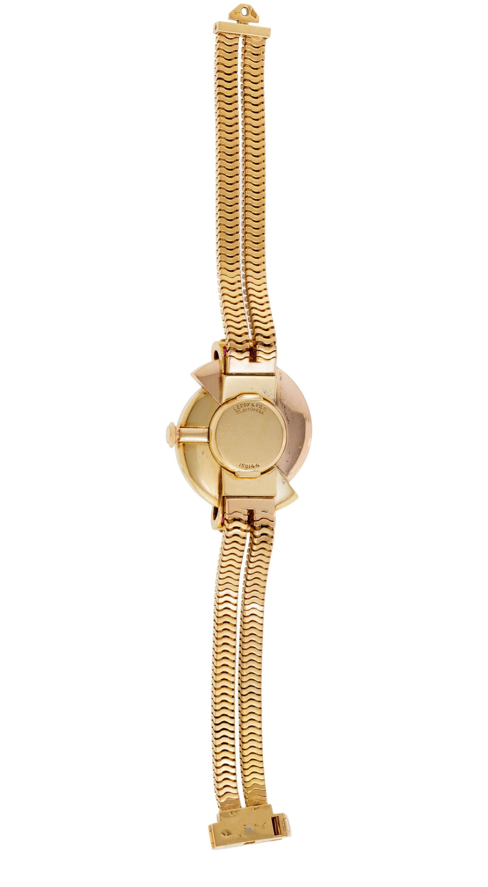 Leroy & Fils, montre-bracelet en or 750 sertie de rubis, années 1940-50 Mouvement: mécan - 4