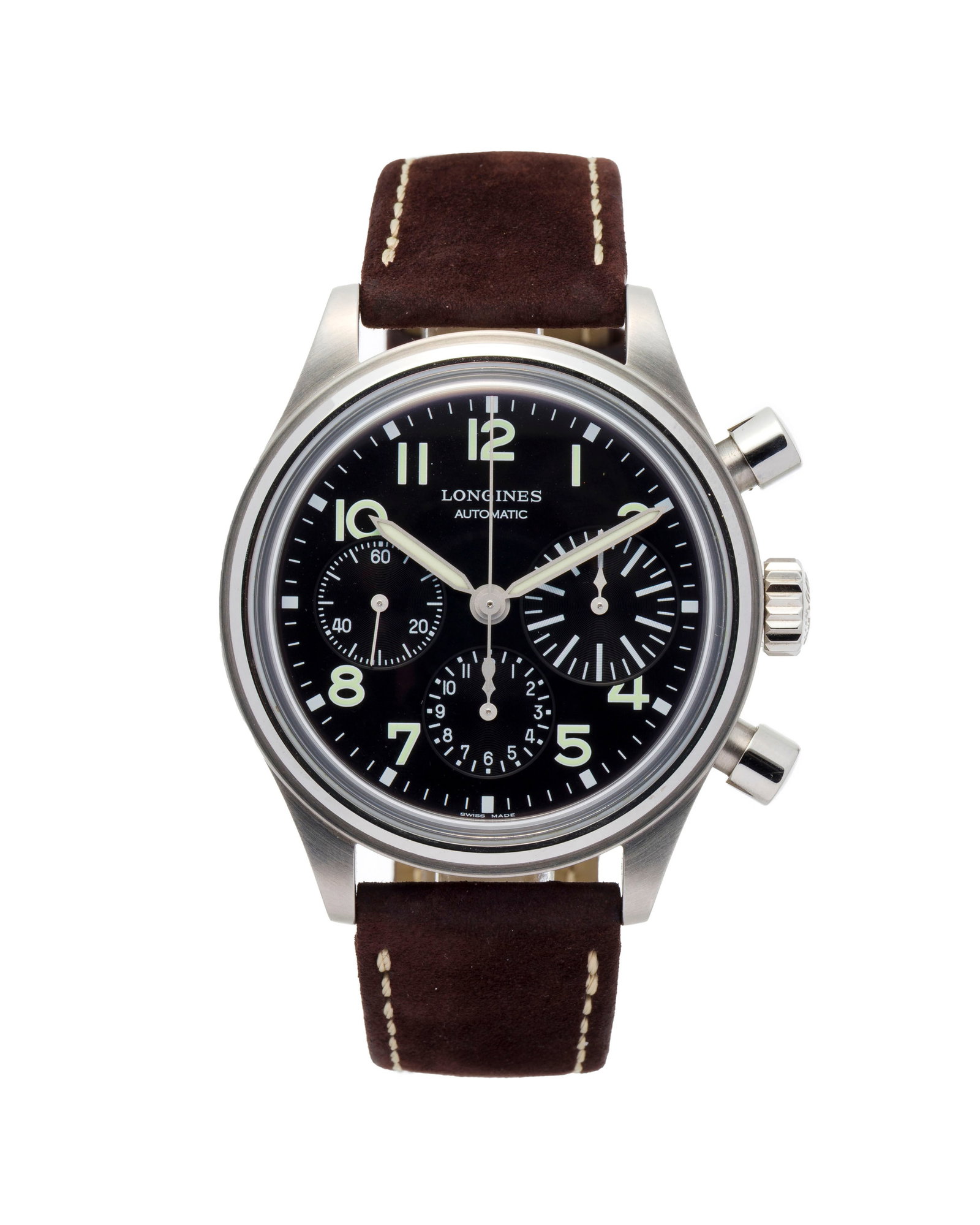 Longines, Avigation Big Eye, réf. L2.816.4, montre chronographe en acier Mouvement: cal. L 6 (1 of 5)