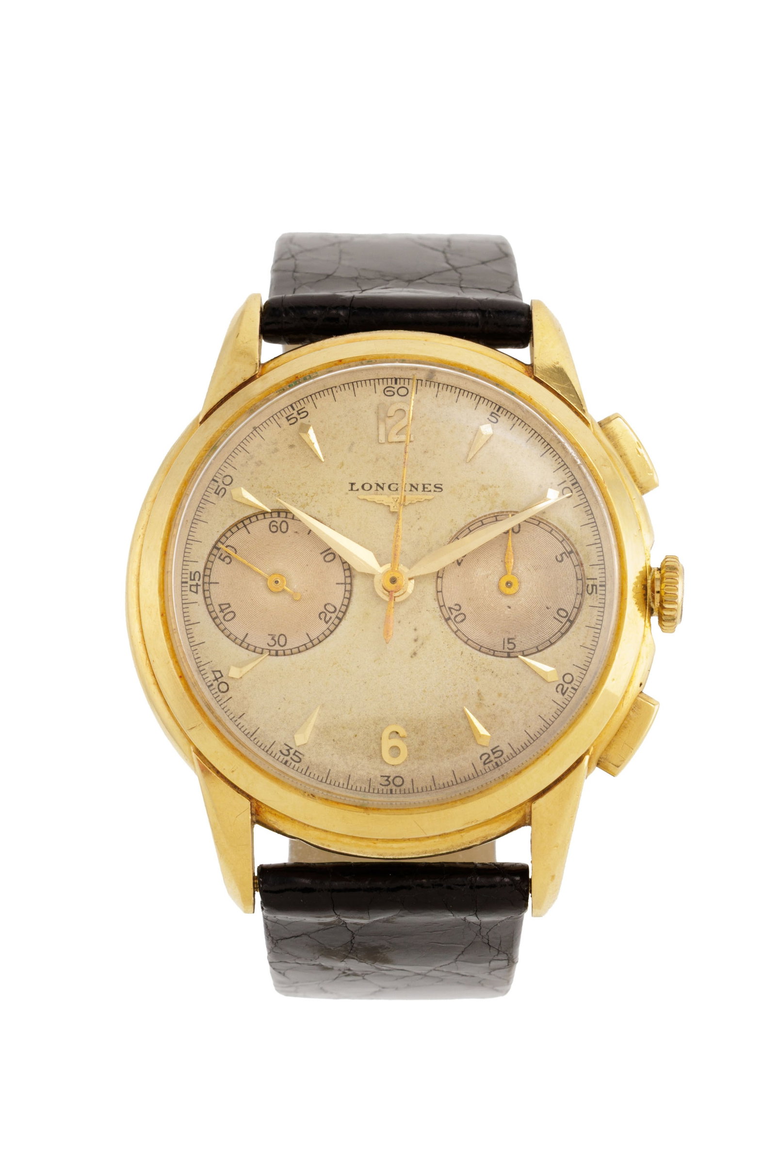Longines, réf. 5965, montre chronographe en or 750, années 1950 Mouvement: cal. 30CH, m& (1 of 5)
