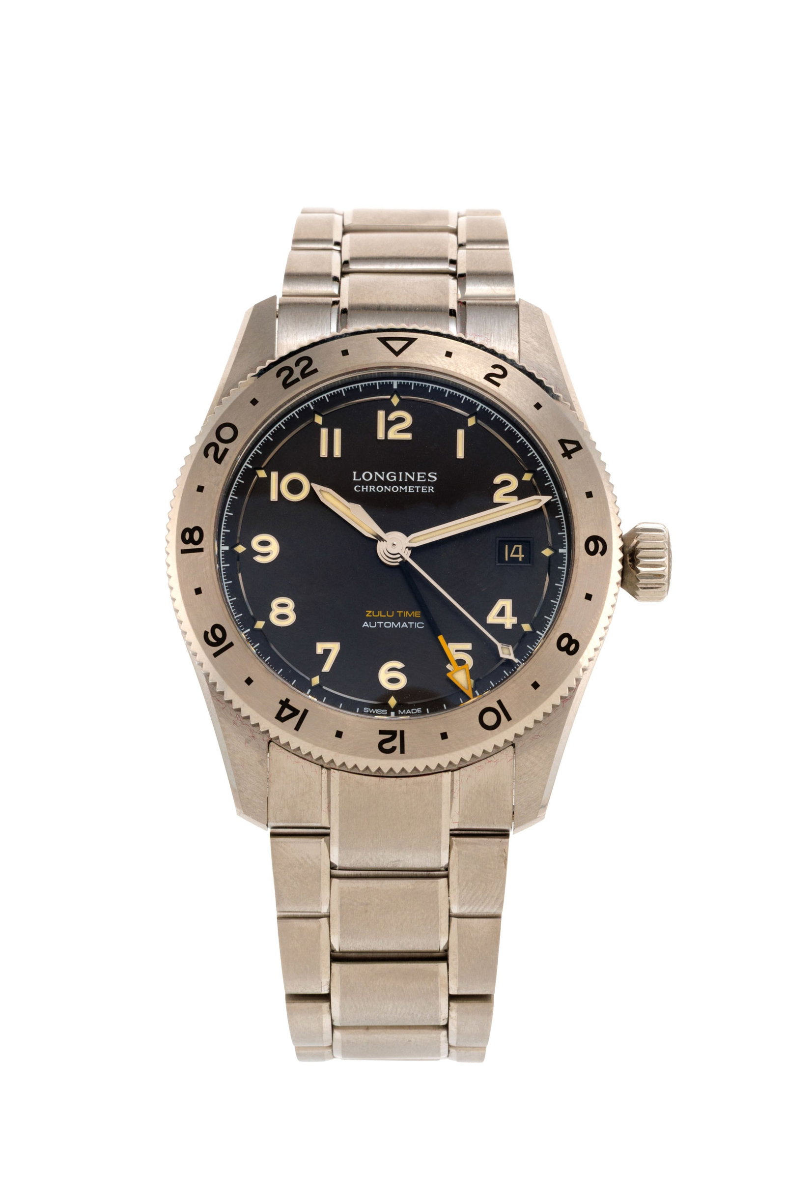 Longines, Spirit Zulu Time, réf. L3.802.1, Ed. Limitée Hodinkee n°311/500, montre-bra: Longines, Spirit Zulu Time, réf. L3.802.1, Ed. Limitée Hodinkee n°311/500, montre-bracelet en titane avec indication d'un deuxième fuseau horaire, circa 2024 Mouvement: