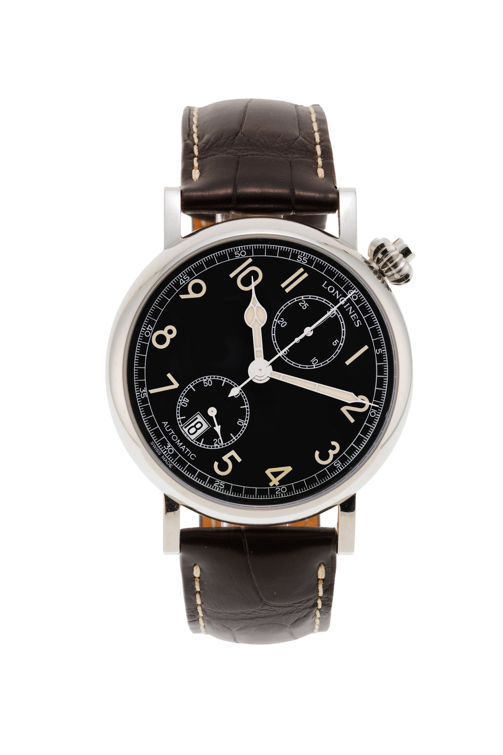 Longines, Avigation Type A-7 1935, réf. L2.812.4, montre chronographe monopoussoir en acier, ci (1 of 5)