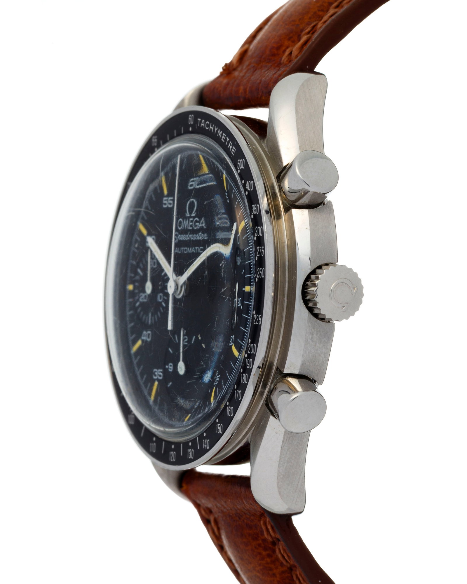 Omega, Speedmaster Reduced, réf. 175.0032/175.0033, montre chronographe en acier, années 1 - 2
