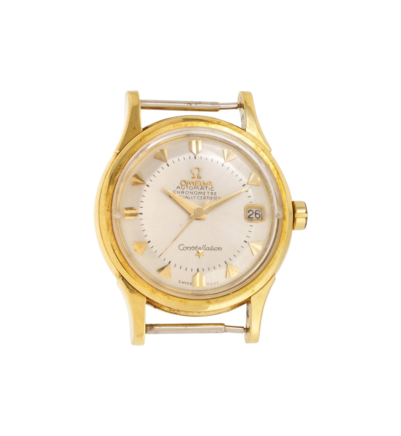 Omega, Constellation, réf. 2943 SC/2954 SC, montre en or 750 avec indication de la date, ann: Omega, Constellation, réf. 2943 SC/2954 SC, montre en or 750 avec indication de la date, années 1950-60 Mouvement: cal. 504, automatique, 24 rubis, n°75777630 Boîtier: