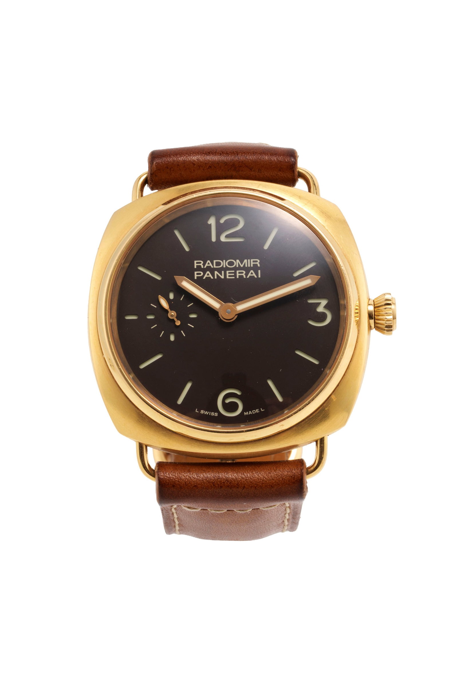 Panerai, Radiomir, réf. OP 6791, Ed. Limitée n°268/500, montre petite seconde en or 7: Panerai, Radiomir, réf. OP 6791, Ed. Limitée n°268/500, montre petite seconde en or 750 Mouvement: cal. P.999, mécanique, 19 rubis Boîtier: n°PB 0603406, larg. 42 mm,