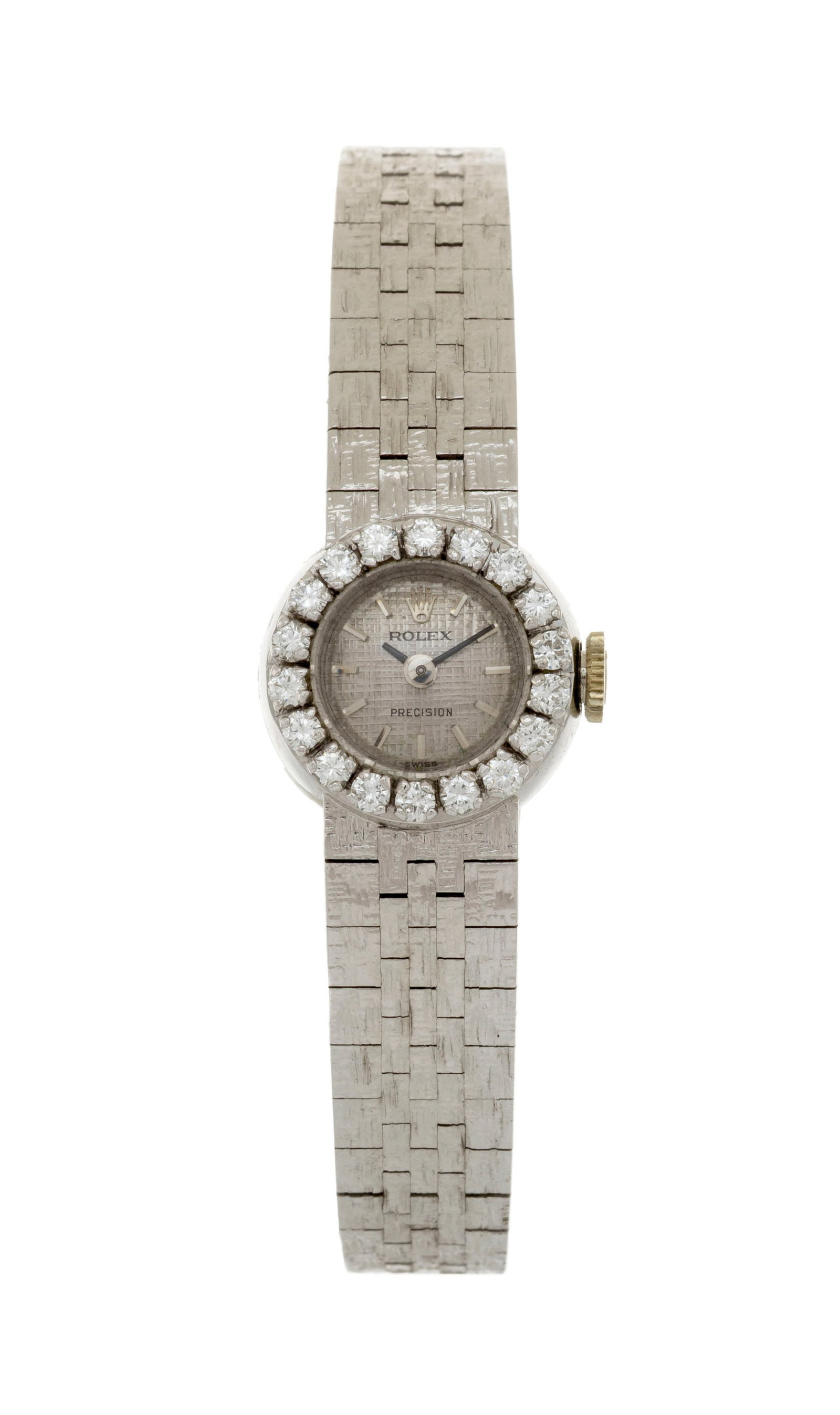 Rolex, Precision, réf. 2351, montre-bracelet en or gris 750 sertie de diamants Mouvement: cal (1 of 4)