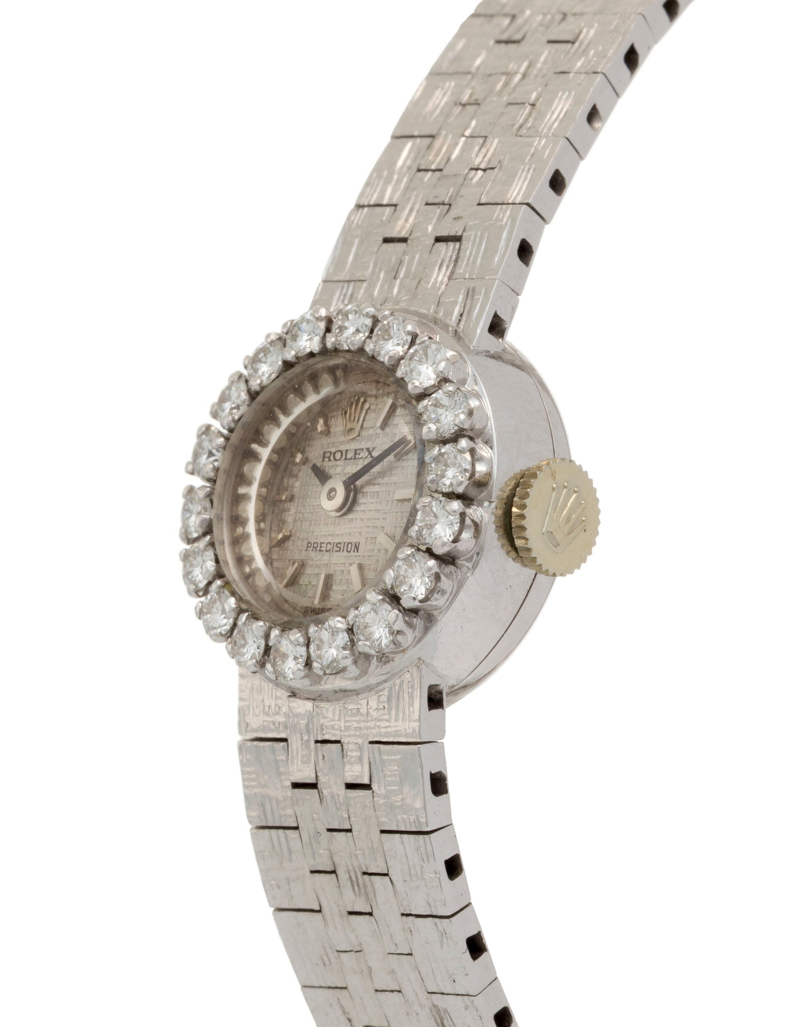 Rolex, Precision, réf. 2351, montre-bracelet en or gris 750 sertie de diamants Mouvement: cal - 2