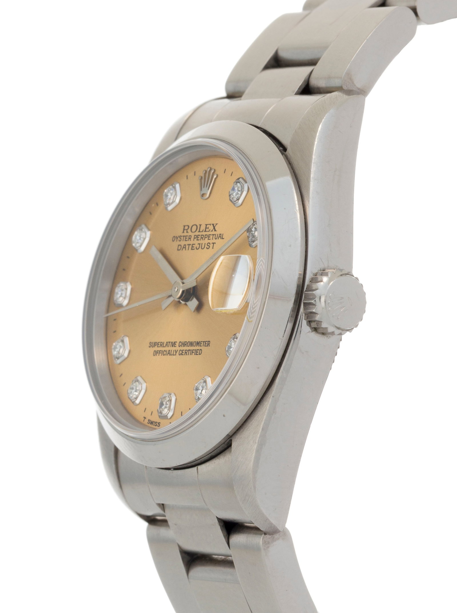 Rolex, Datejust, réf. 68240/68000, montre-bracelet en acier avec index sertis de diamants, circ - 2