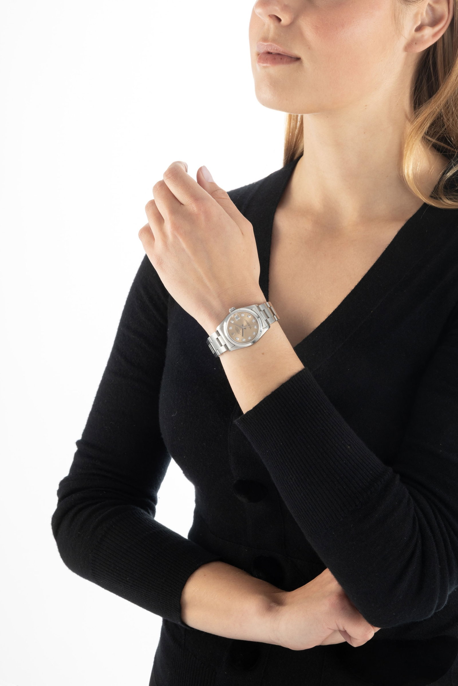 Rolex, Datejust, réf. 68240/68000, montre-bracelet en acier avec index sertis de diamants, circ - 4