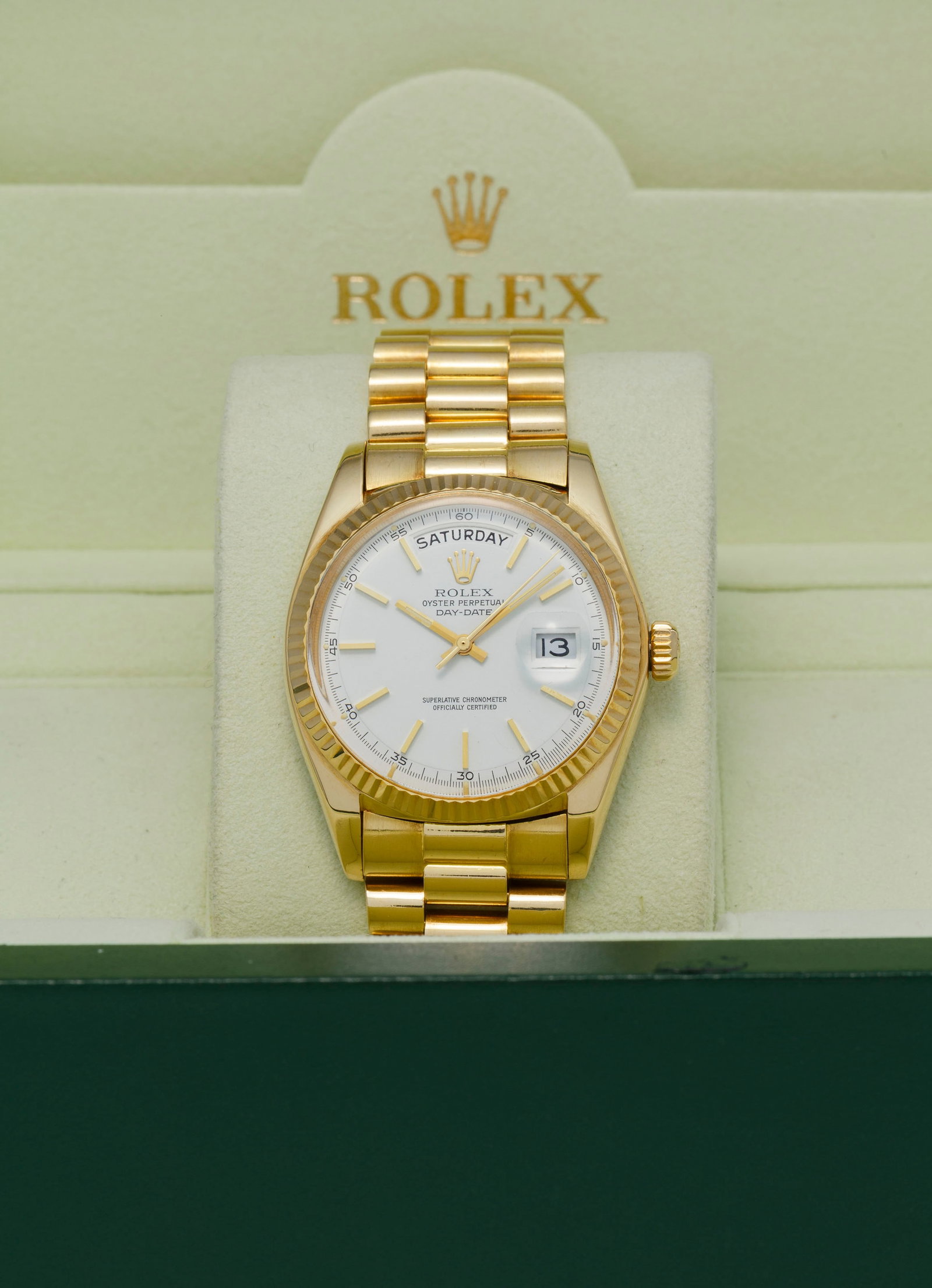 Rolex, Day-Date, réf. 1803, montre-bracelet en or 750, circa 1975 Mouvement: cal. 1556, autom - 5