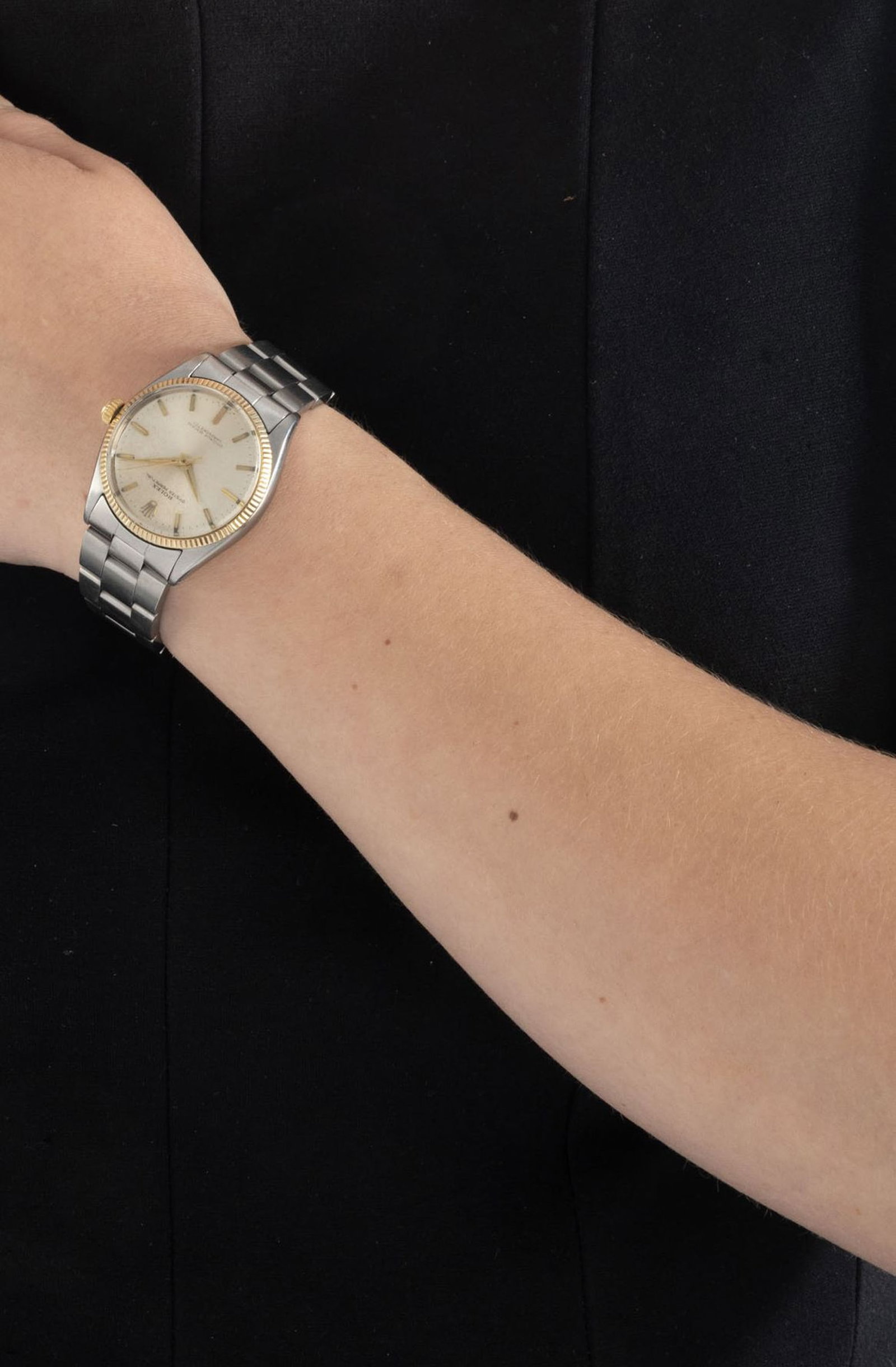 Rolex, Oyster Perpetual, réf. 6567, montre-bracelet en acier et or, circa 1958 Mouvement: cal - 4