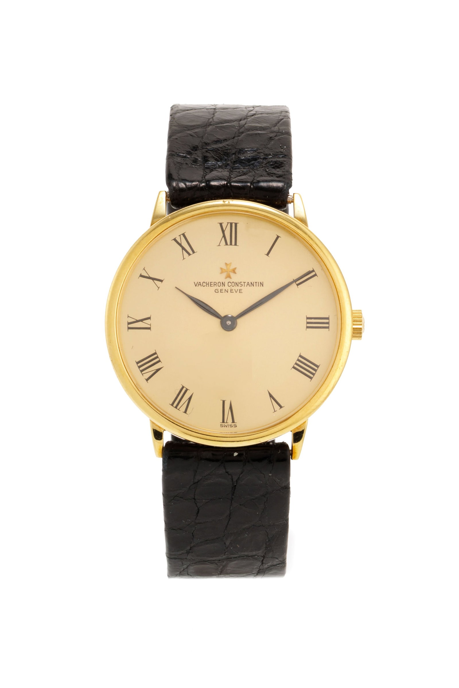 Vacheron Constantin, réf. 39015, montre en or 750, années 1980 Mouvement: cal. 1015, m&#: Vacheron Constantin, réf. 39015, montre en or 750, années 1980 Mouvement: cal. 1015, mécanique, 20 rubis, n°724108 Boîtier: n°568903, diam. 31 mm Bracelet Vacheron