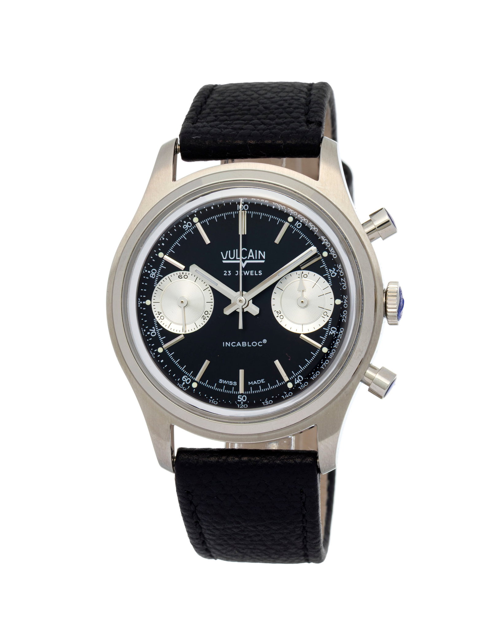 Vulcain, Chronograph 1970'S, réf. 640109, montre chronographe en acier Mouvement: cal. SW510,: Vulcain, Chronograph 1970'S, réf. 640109, montre chronographe en acier Mouvement: cal. SW510, mécanique, 23 rubis Boîtier: n°19192, diam. 38 mm Complications: chronographe à