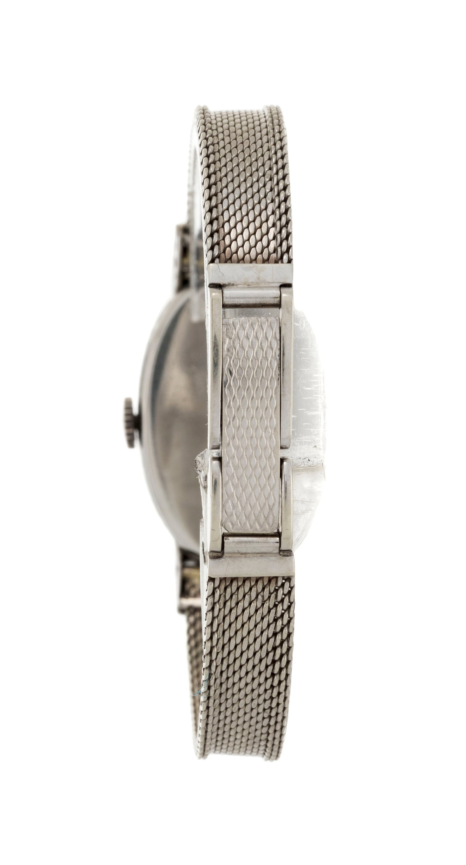 Montre-bracelet Art Déco en or gris 750 et platine sertie de diamants et de saphirs synthé - 3