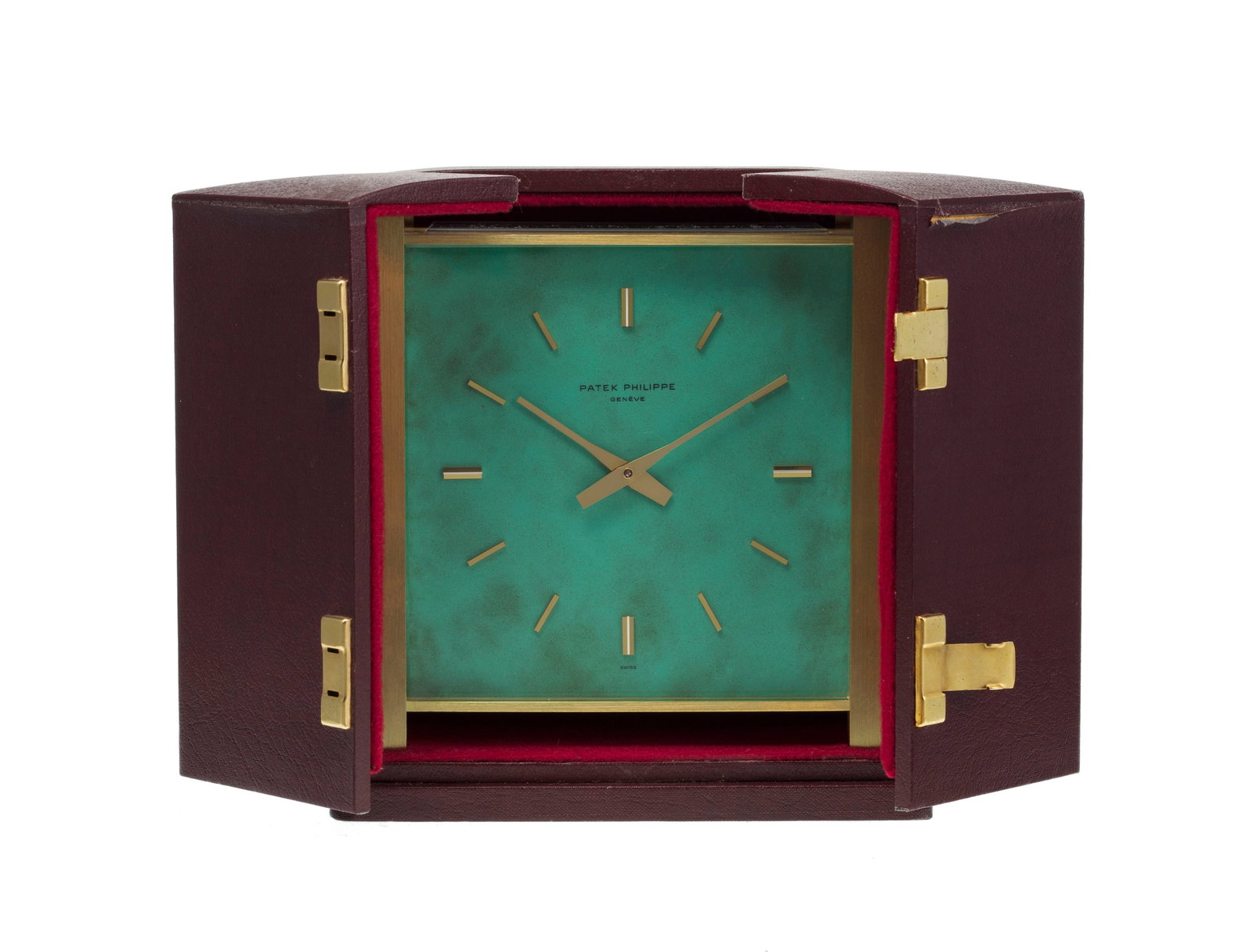 Patek Philippe, pendulette solaire de bureau en laiton et laque verte veinée Mouvement: quart - 2
