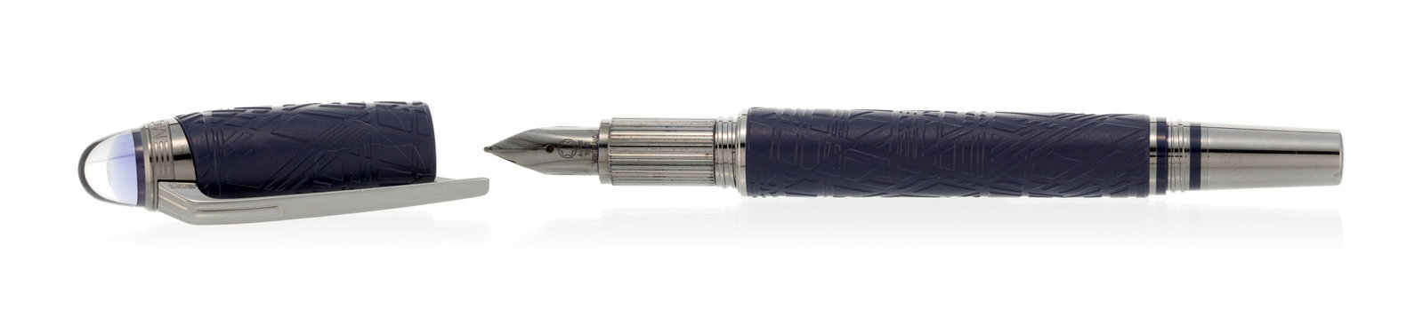 Montblanc, Starwalker, stylo plume en métal noirci et résine bleue texturée, bec en o - 2