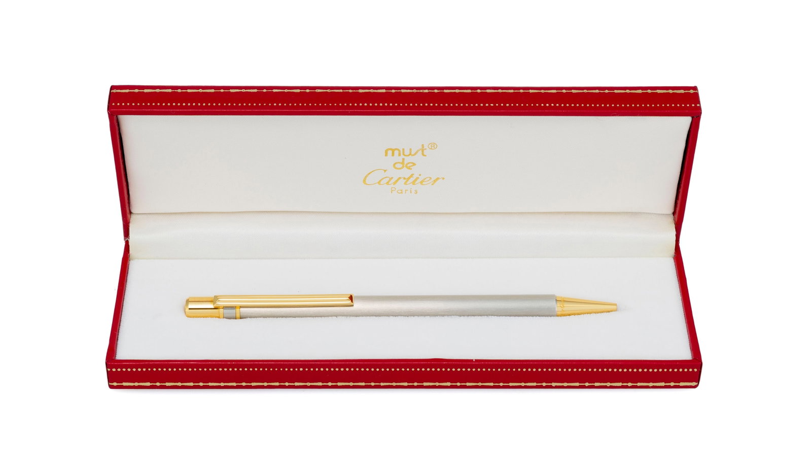 Cartier, stylo bille en métal doré et argenté mat, signé, numéroté 627 - 2