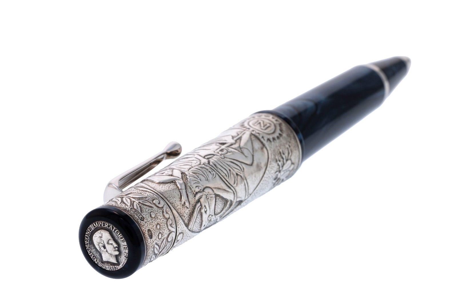Delta, Napoleon, Ed. limitée 204/808, stylo bille en résine bleue, métal argenté - 3