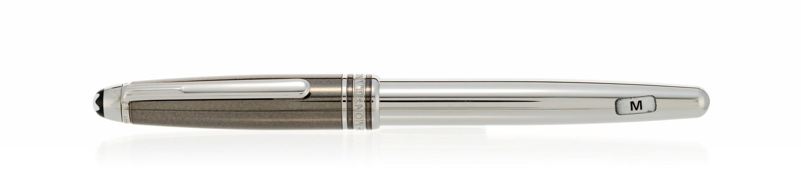 Montblanc, stylo plume en acier et hématite, bec en or 750, signé, numéroté MX20 - 2