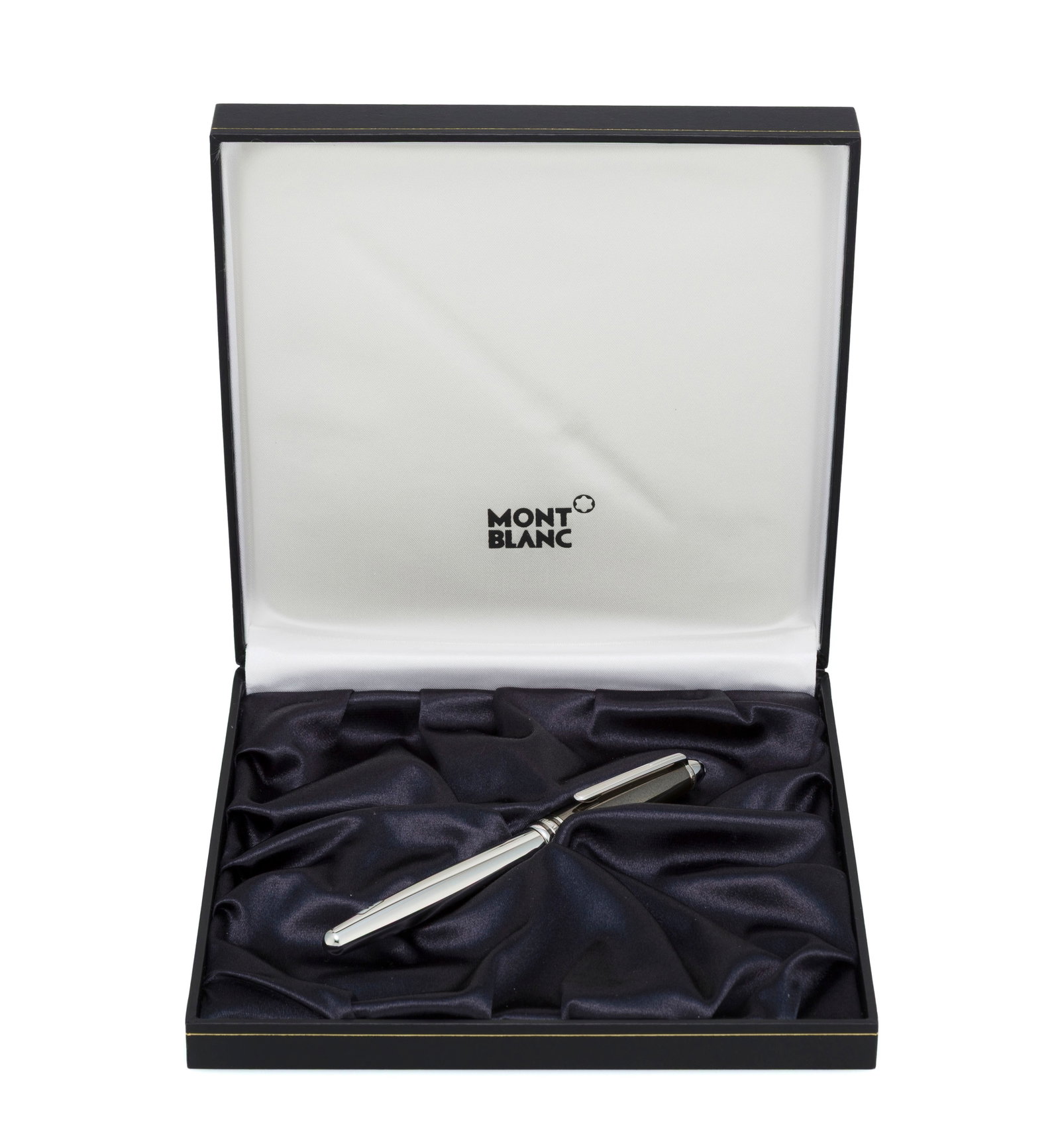 Montblanc, stylo plume en acier et hématite, bec en or 750, signé, numéroté MX20 - 3
