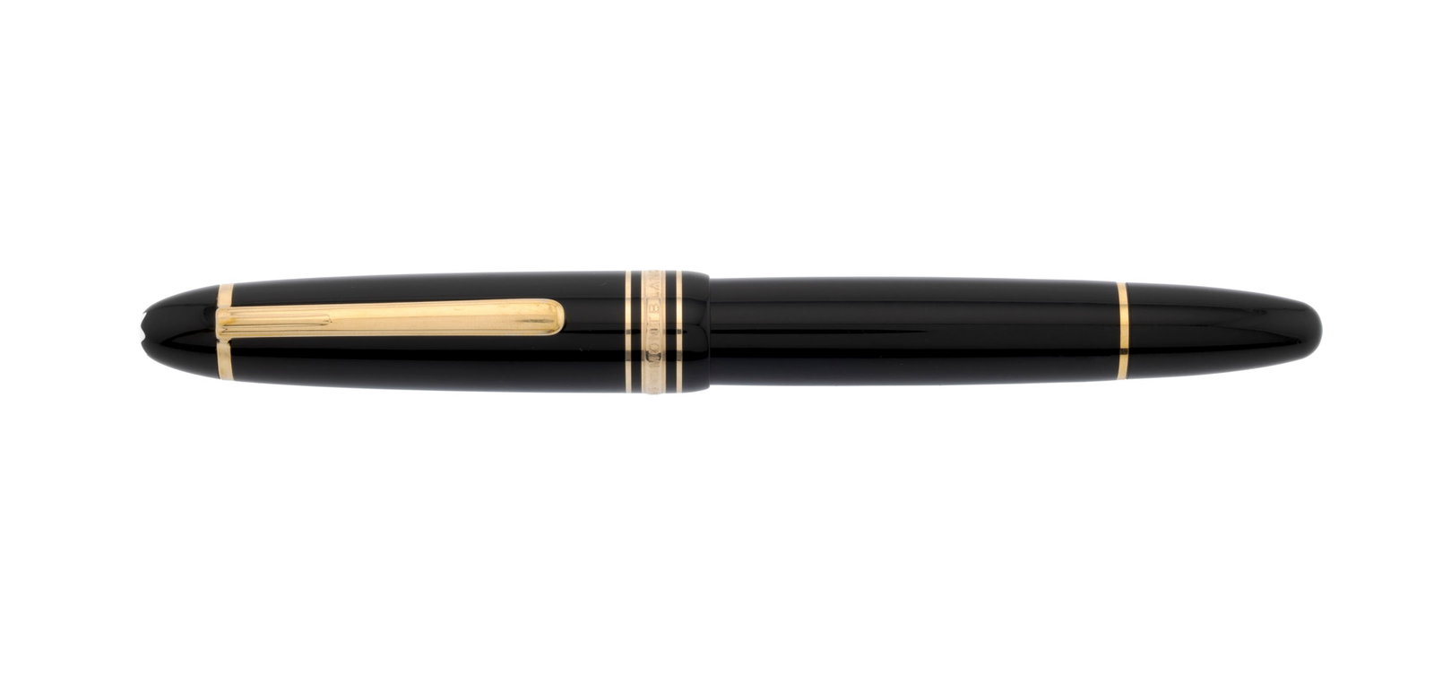 Montblanc, Meisterstuck n°146, stylo plume métal doré et résine noire, bec en or (1 of 2)