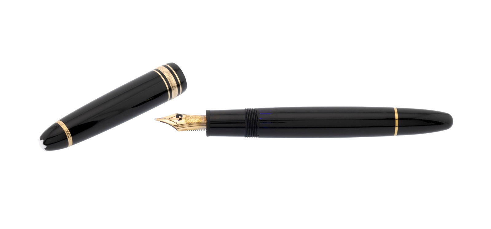 Montblanc, Meisterstuck n°146, stylo plume métal doré et résine noire, bec en or - 2