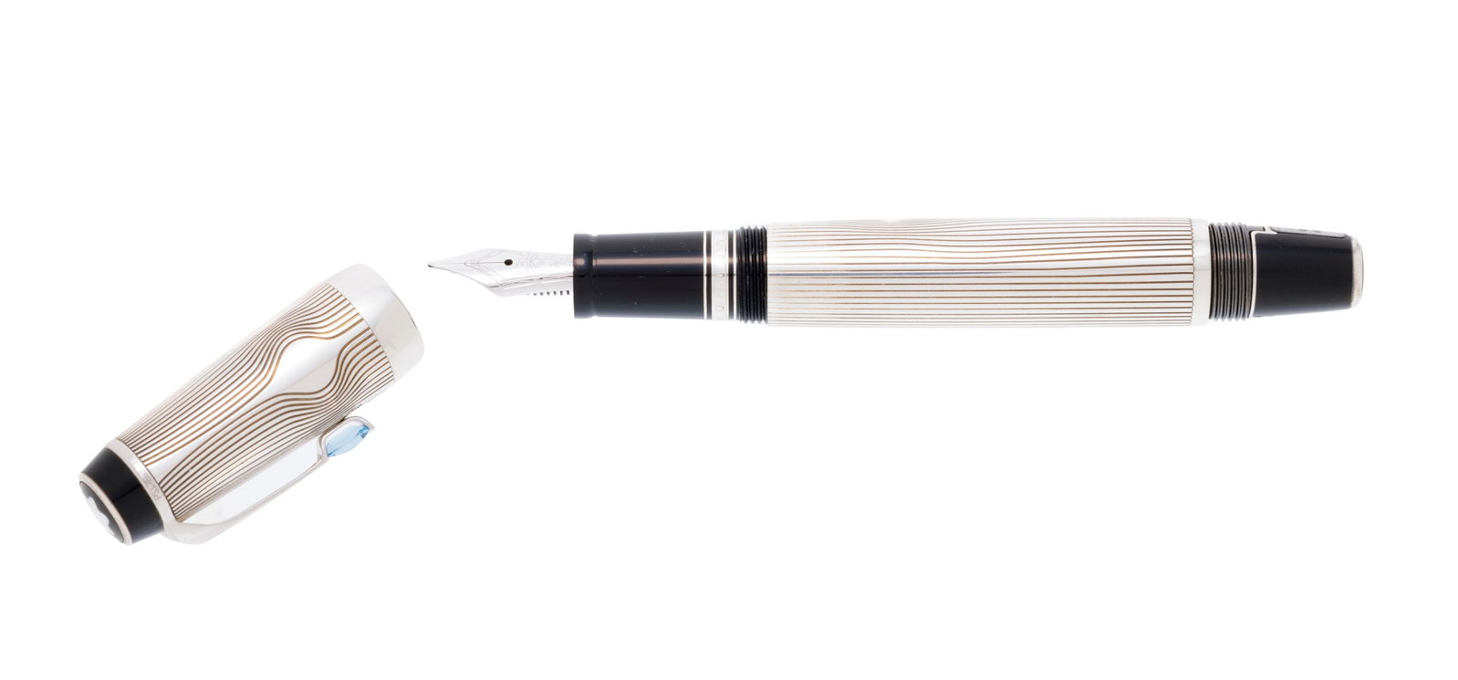 Montblanc, Boheme, stylo plume en argent strié, résine noire et métal argenté, a - 2