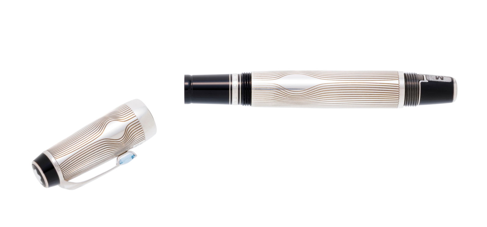 Montblanc, Boheme, stylo plume en argent strié, résine noire et métal argenté, a - 3
