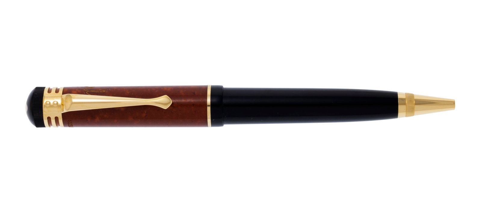 Montblanc, Friedrich Schiller, Ed limitée 07084/16000, stylo bille en résine bicolore et m: Montblanc, Friedrich Schiller, Ed limitée 07084/16000, stylo bille en résine bicolore et métal doré, numéroté, long. 13.5 cm Condition Bon état de conservation