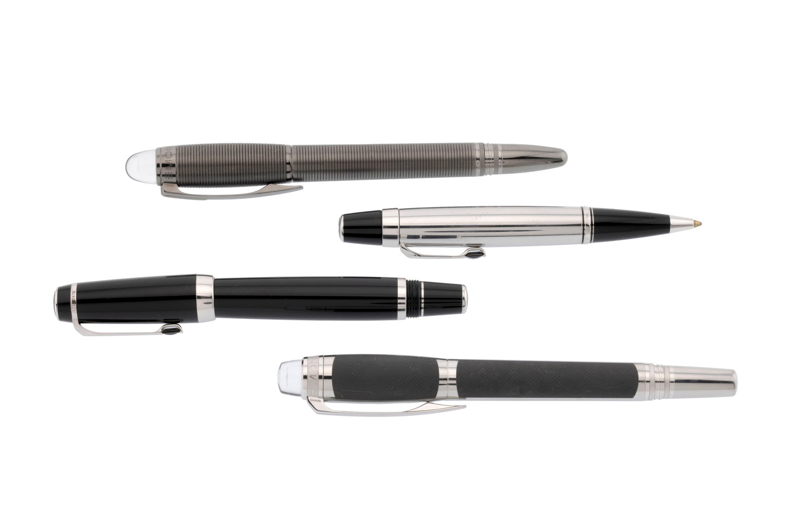Montblanc, lot de 4 stylos billes de la collection Bohème et Starwalker en métal argent (1 of 2)