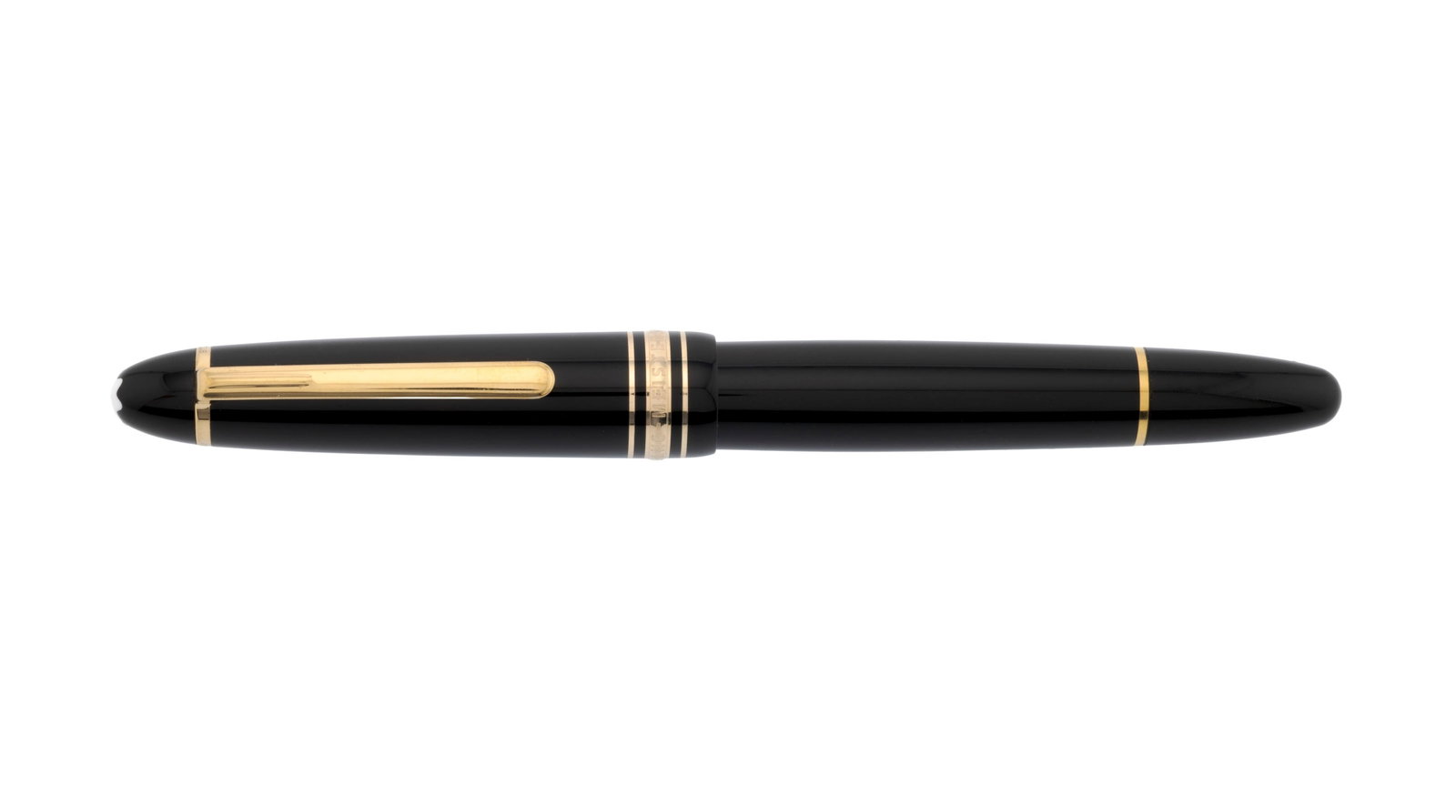 Montblanc, Meisterstück Pix, stylo plume en résine noir et métal doré, bec en or: Montblanc, Meisterstück Pix, stylo plume en résine noir et métal doré, bec en or 585, signé, numéroté BTL324954, long. 14.5 cm Condition Très bon ét