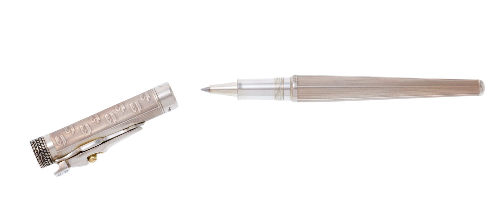Montegrappa, Ayrton Senna, Ed. limitée 1482/1960, stylo bille en argent, l'agrafe représen - 2