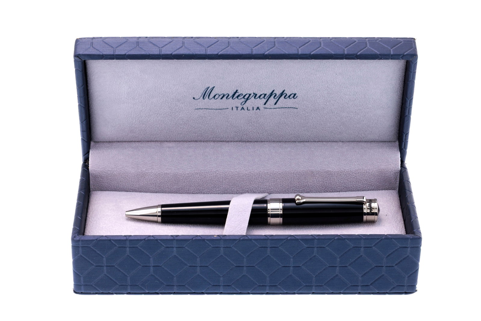 Montegrappa, ensemble composé d'un stylo plume et d'un stylo bille en métal argenté e - 4