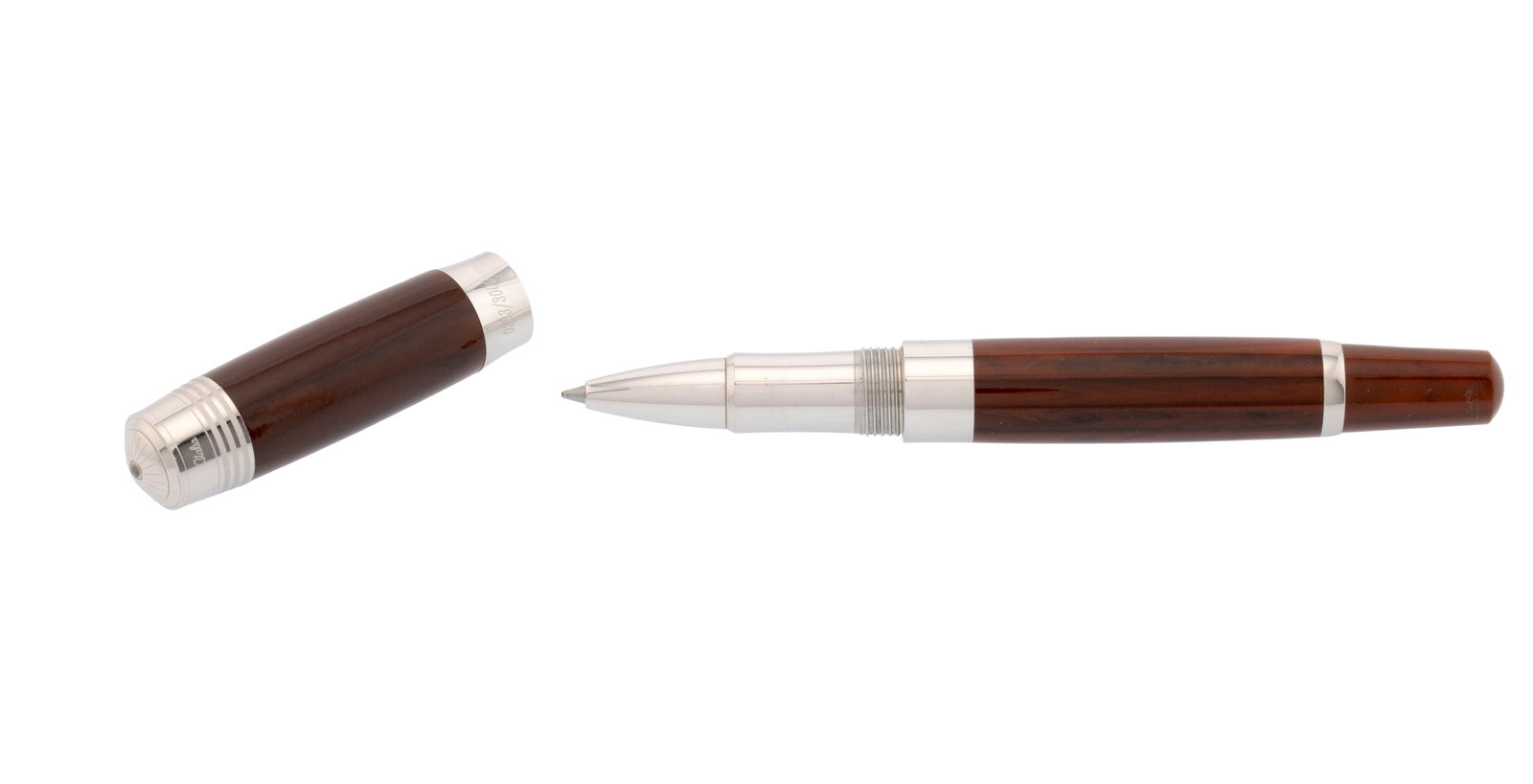 Montegrappa, Ed. Limitée 0283/3000, stylo bille en métal argenté et résine marro - 2
