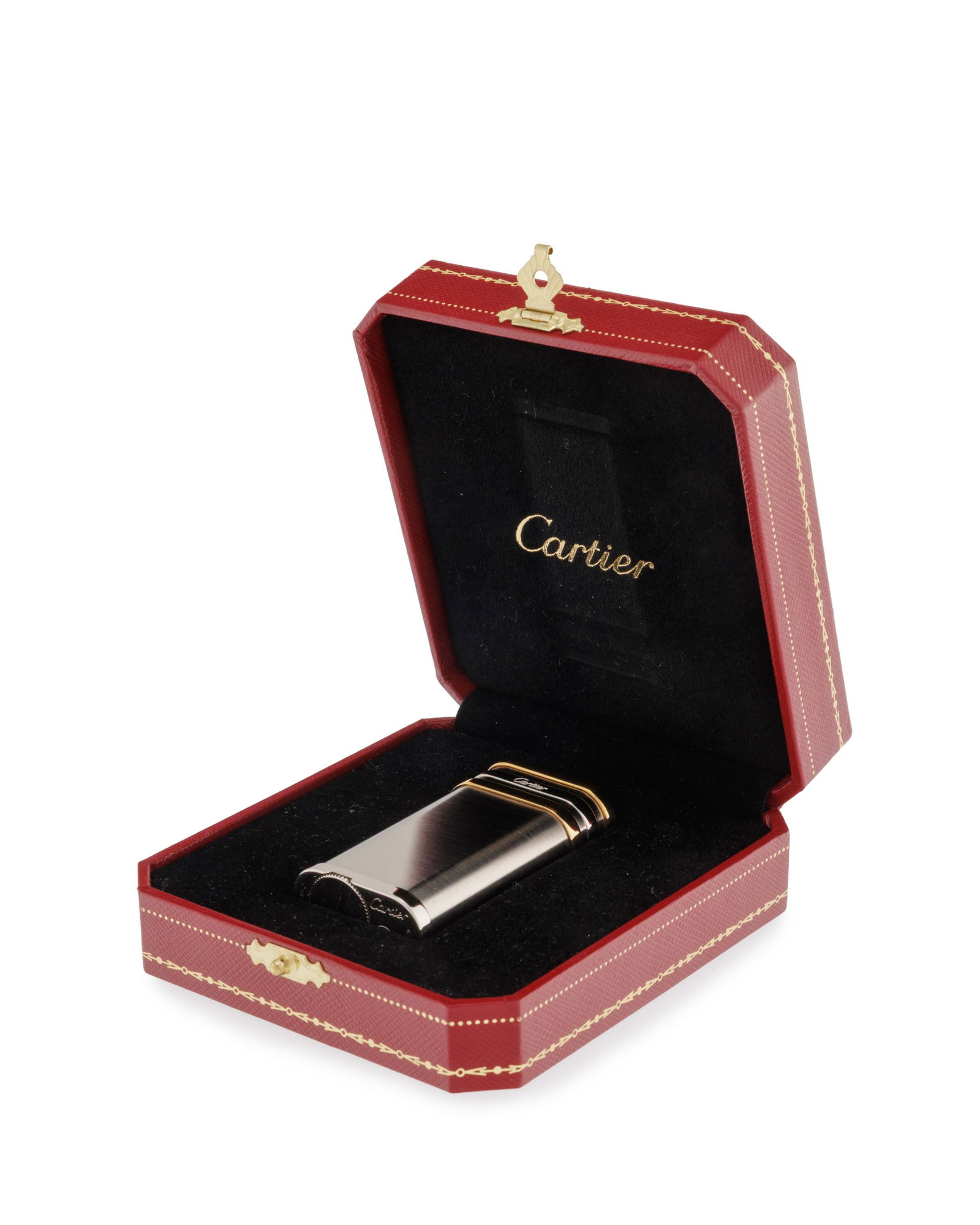 Cartier, briquet en métal doré et acier, signé, numéroté 265547, h. 6 cm, b - 4