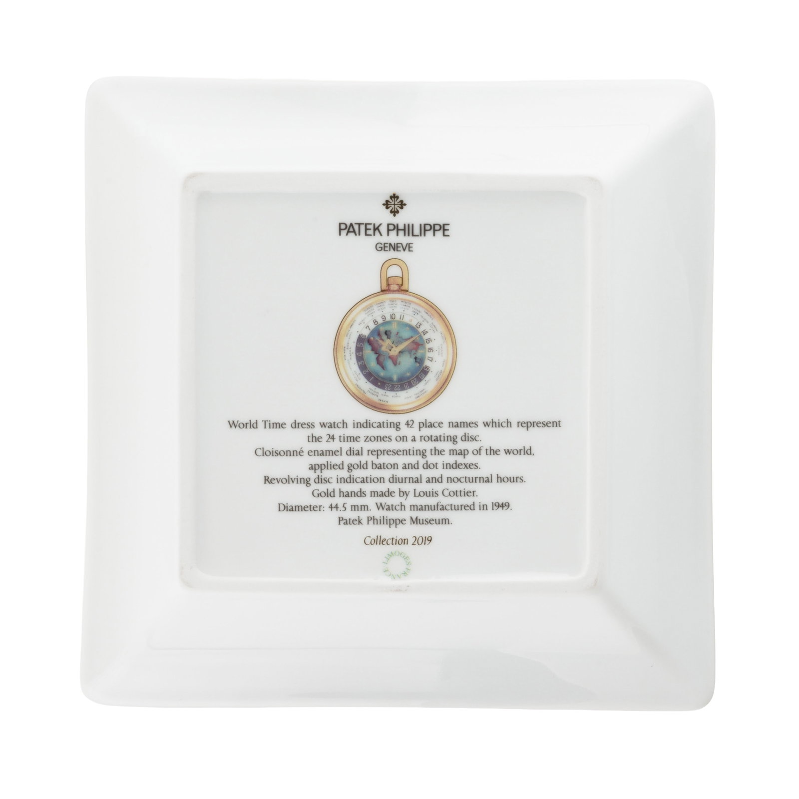 Patek Philippe, vide-poche en porcelaine de Limoges à décor imprimé reprenant les mot - 3