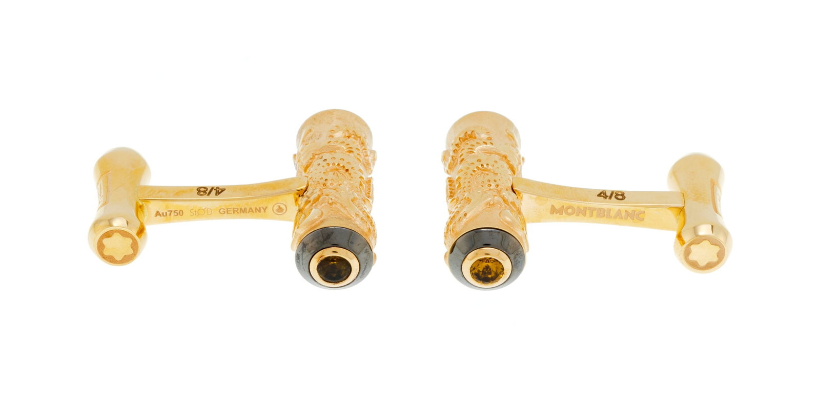 Montblanc, Ed. limitée 4/8, rare paire de boutons de manchette or rose et or noirci 750 à  - 2