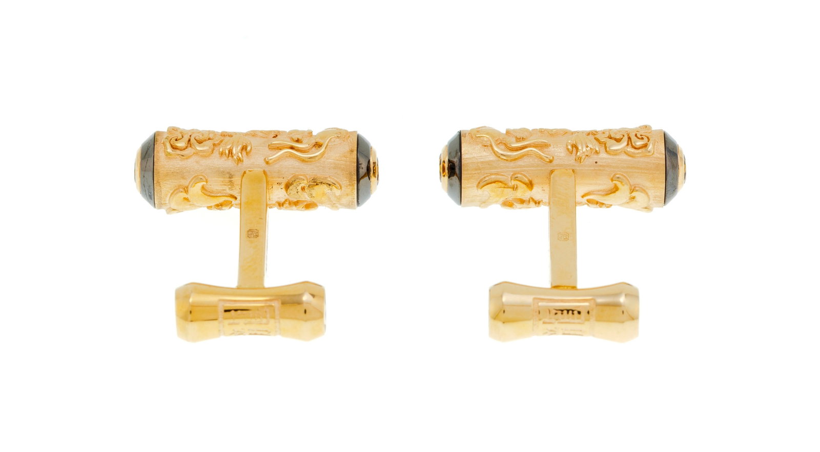 Montblanc, Ed. limitée 4/8, rare paire de boutons de manchette or rose et or noirci 750 à  - 3