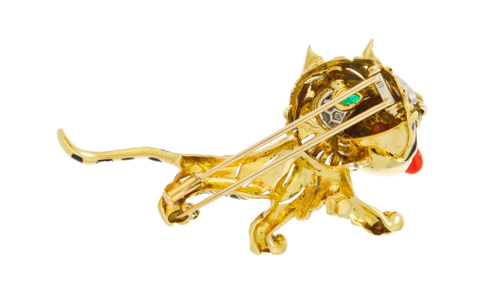Van Cleef & Arpels, broche années 1960 figurant un tigre en or 750 et émail noir stylisant - 4