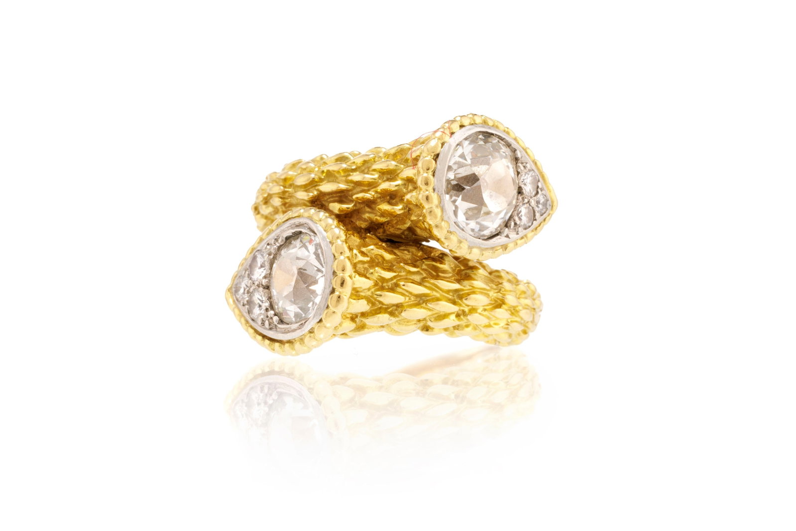 Boucheron, Serpent Bohème, bague or 750 texturé et platine dont les extrémités p (1 of 4)