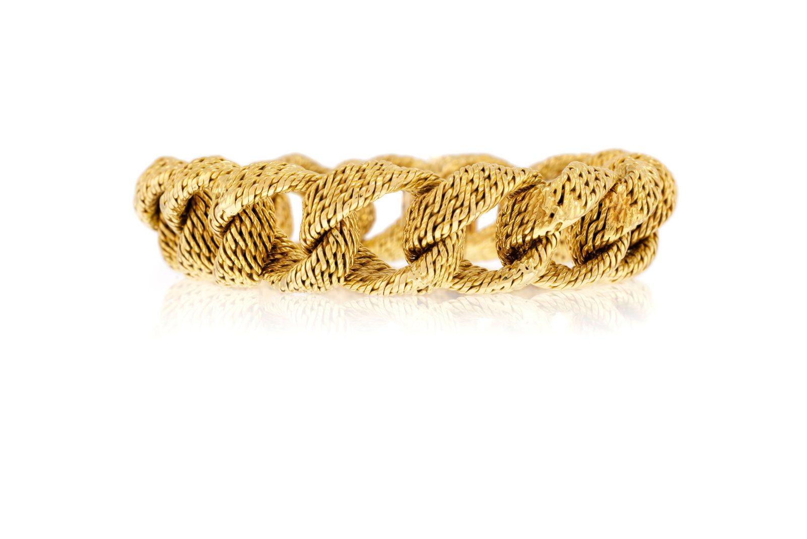 Hermès, bracelet années 1960 en or 750 composé de maillons tressés, signé,  - 3