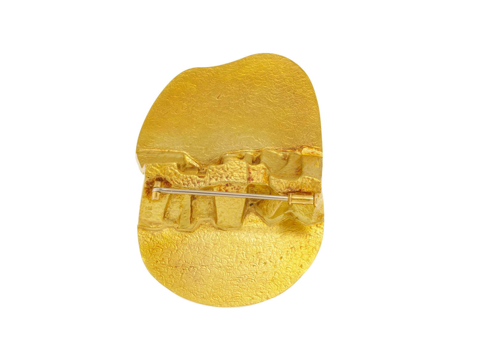 Gübelin, broche moderniste années 1970 en or 750 stylisant une crevasse traversant une sur - 3