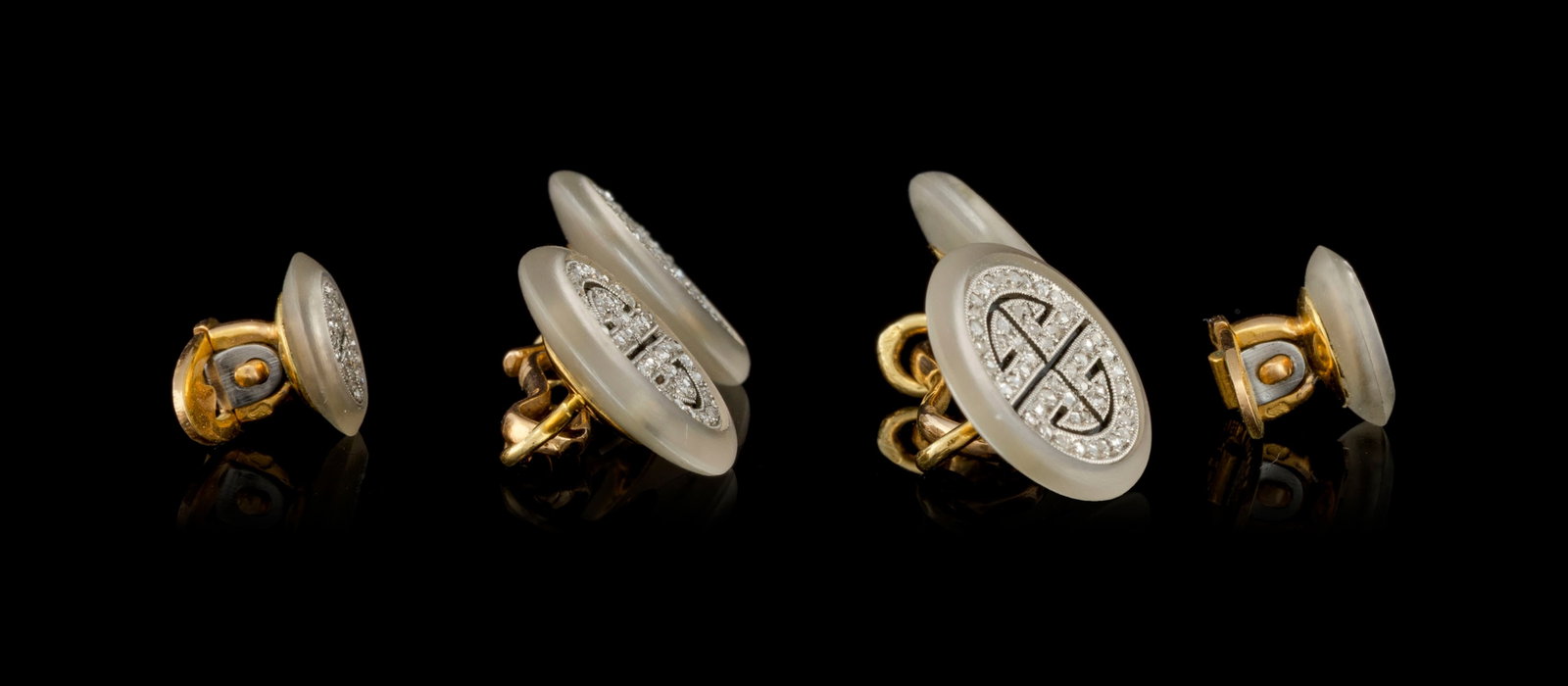 Ensemble composé d'une paire de boutons de manchette et de boutons de chemise Art Déco or  - 2