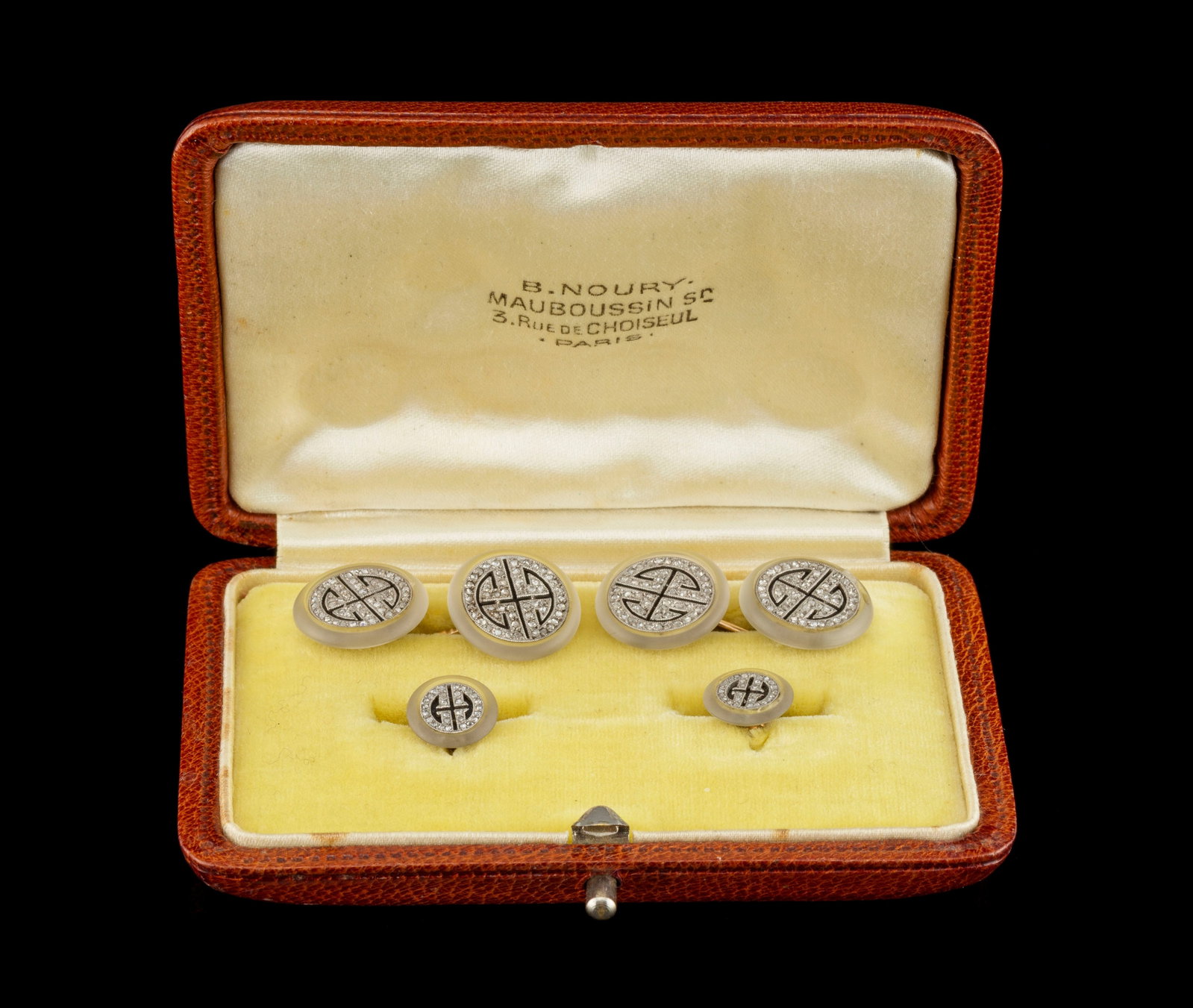 Ensemble composé d'une paire de boutons de manchette et de boutons de chemise Art Déco or  - 4