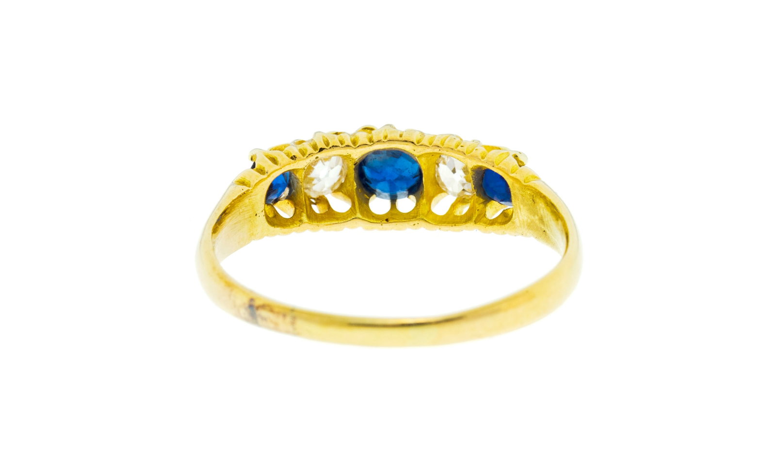 Bague XIXe s., or 750 sertie de saphirs et de diamants taille ancienne, doigt environ 56-16 - 3