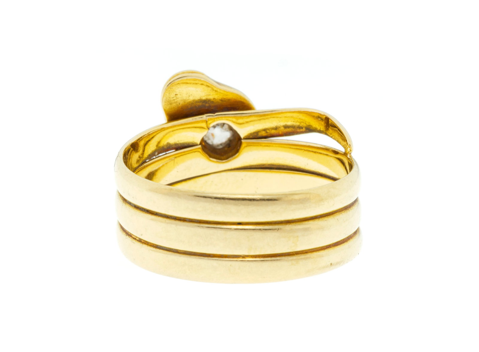 Bague XIXe s., or 750 figurant un serpent s'enroulant autour du doigt, la tête sertie de 3 diam - 3