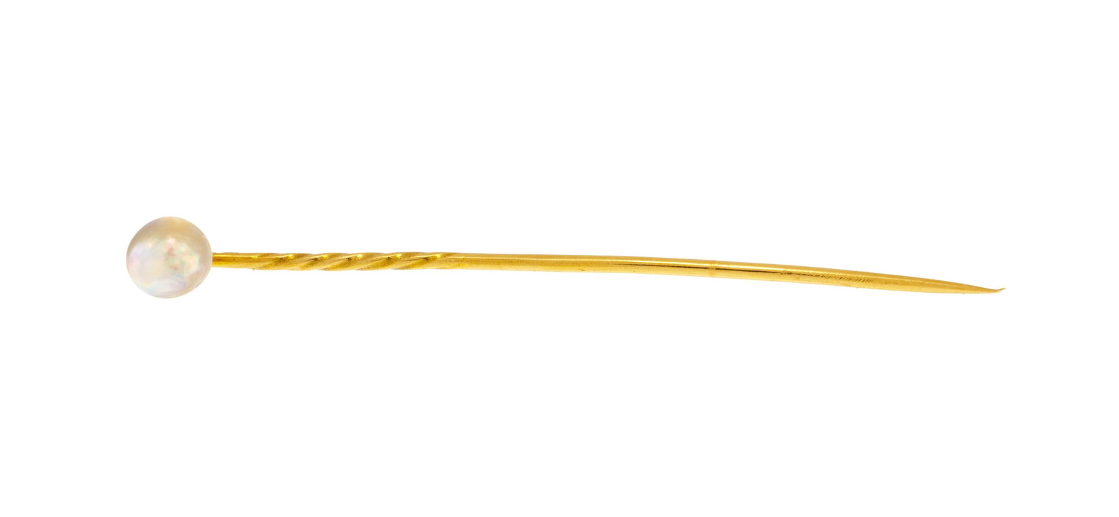 Epingle XIXe s., or ornée d'une perle blanche (non testée), h. 6.5 cm, boîte (1 of 5)