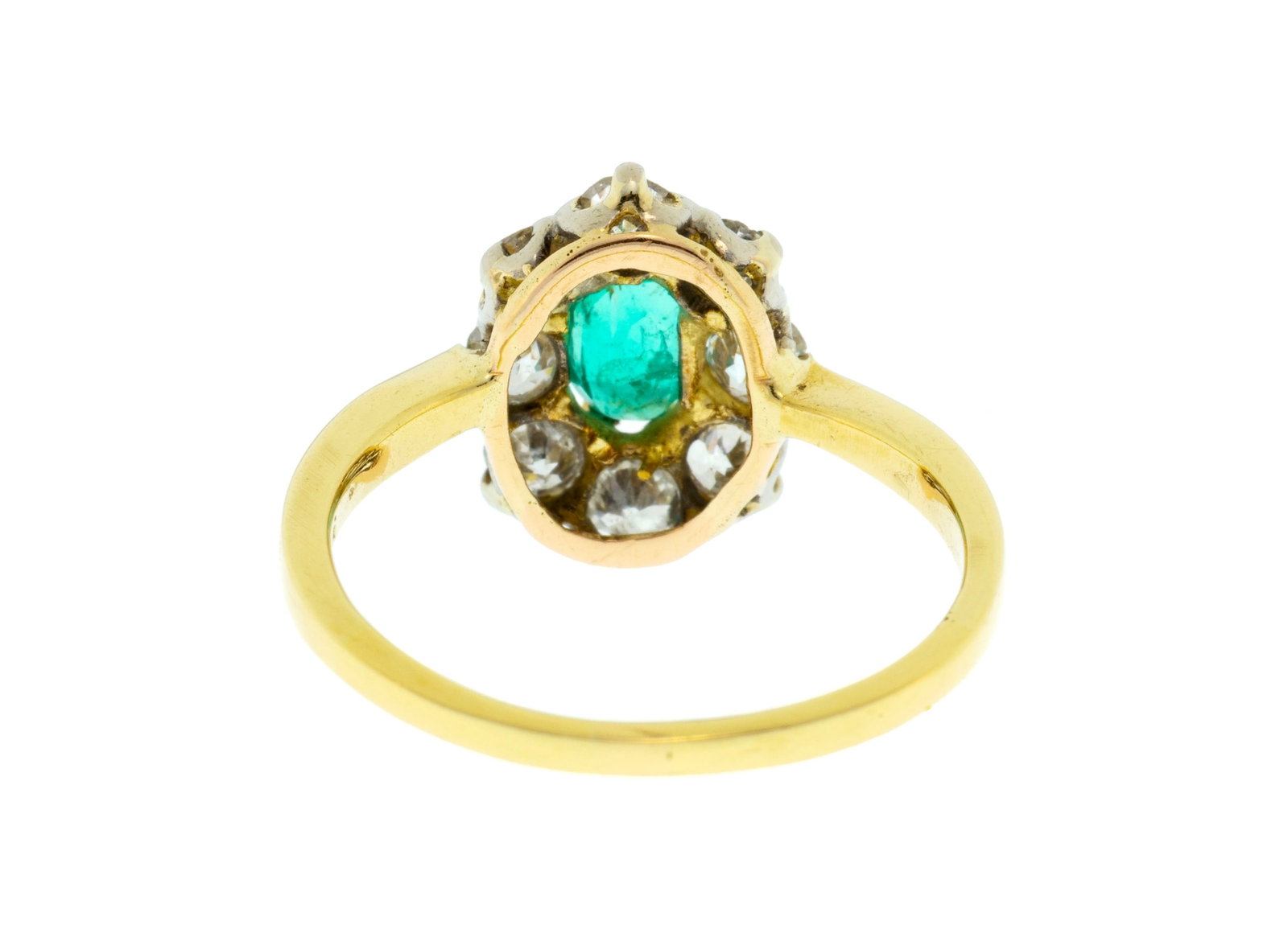Bague début XXe s., 2 ors 585 sertie d'une émeraude ovale entourée de diamants taille - 3