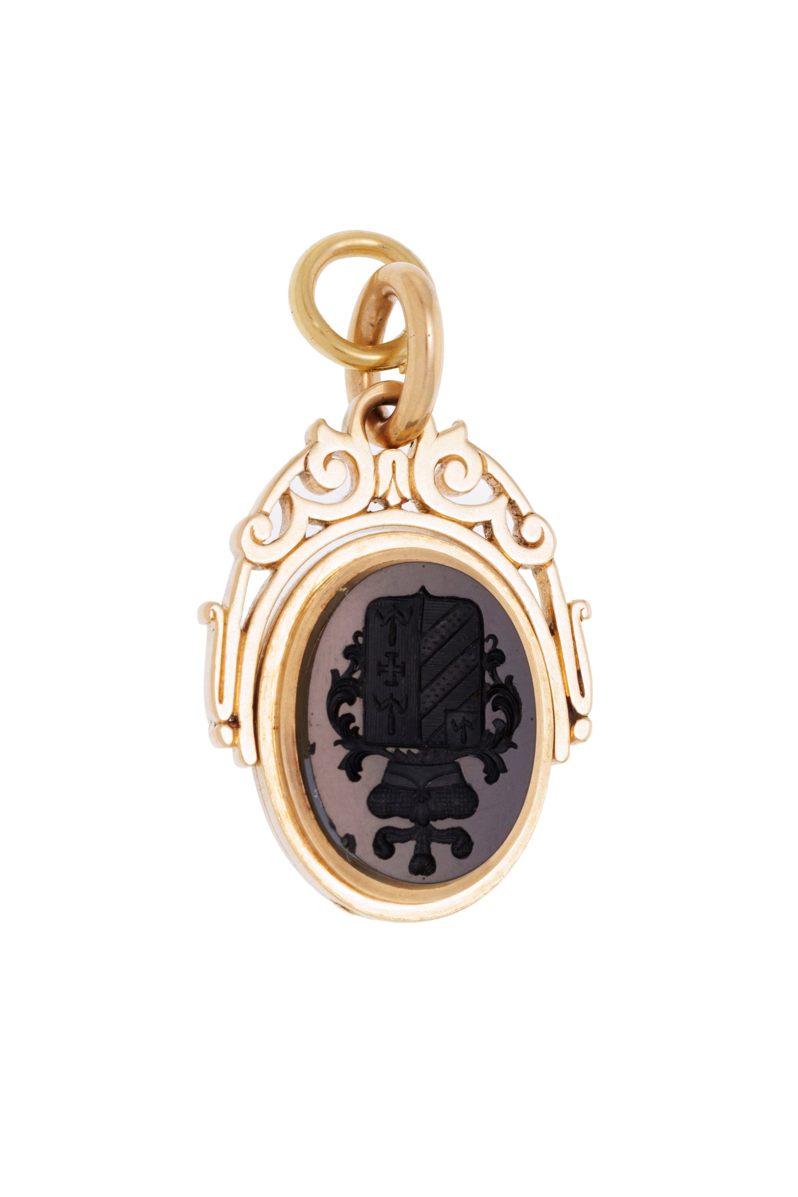 Pendentif-médaillon à sceaux XIXe s., or 750 orné de deux intailles sur onyx et jaspe - 2