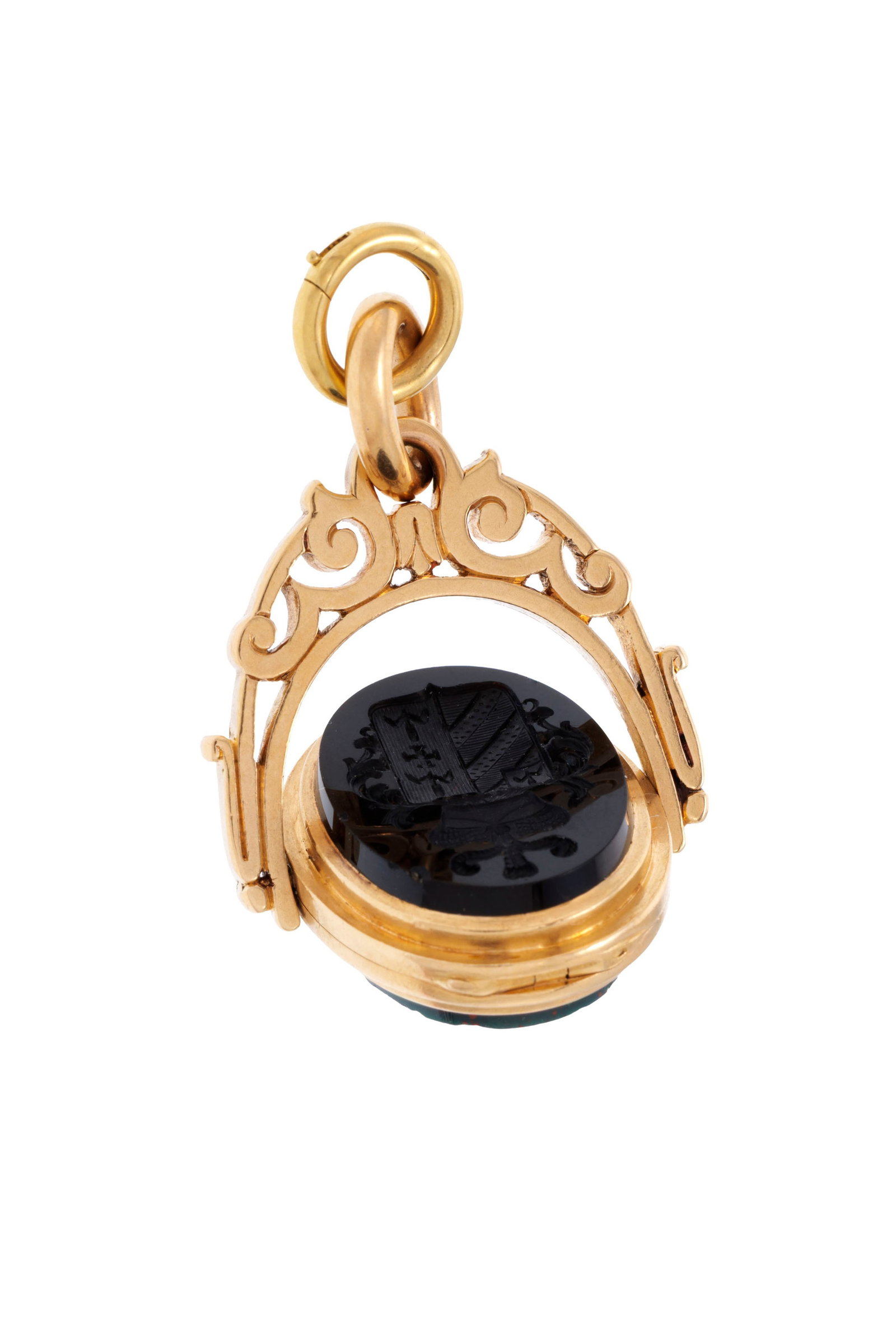 Pendentif-médaillon à sceaux XIXe s., or 750 orné de deux intailles sur onyx et jaspe - 4
